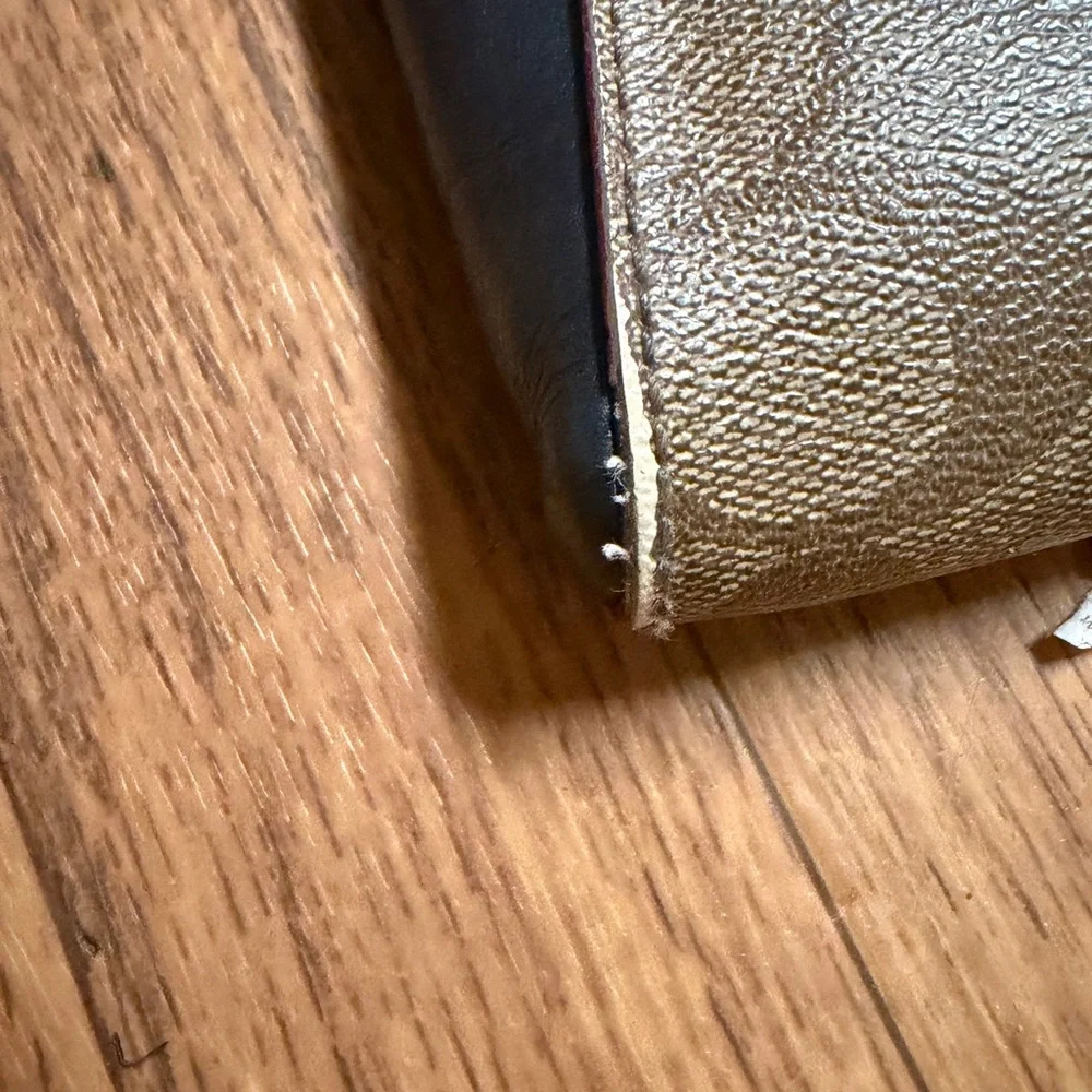 Coach Signature Beige and Black Wristlet